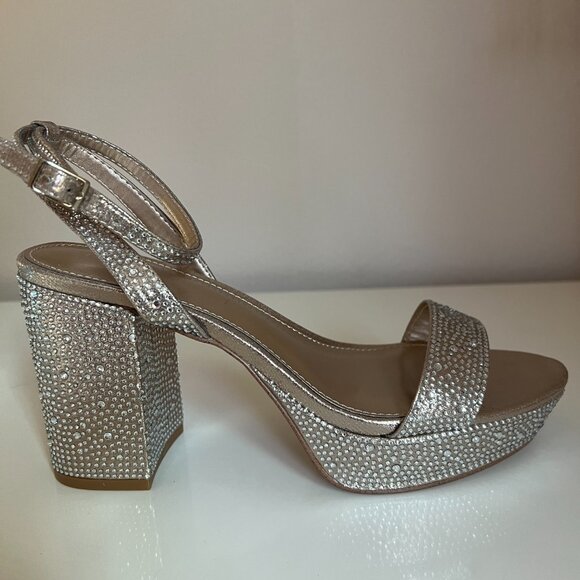BCBGeneration "Pristal" Rhinestone Platform Sandal - Size 8 - Color Platino - Picture 7 of 13